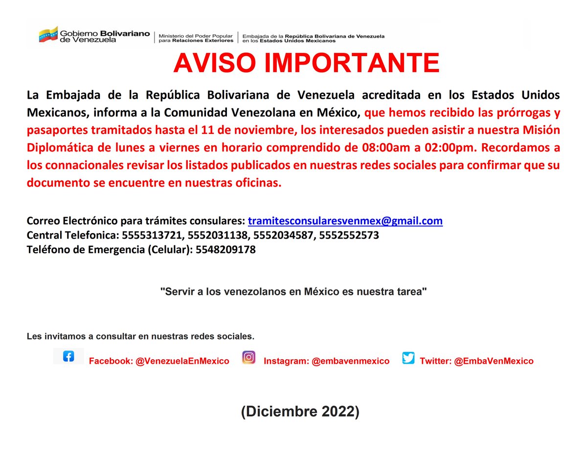 Embajada de Venezuela en México tweet media