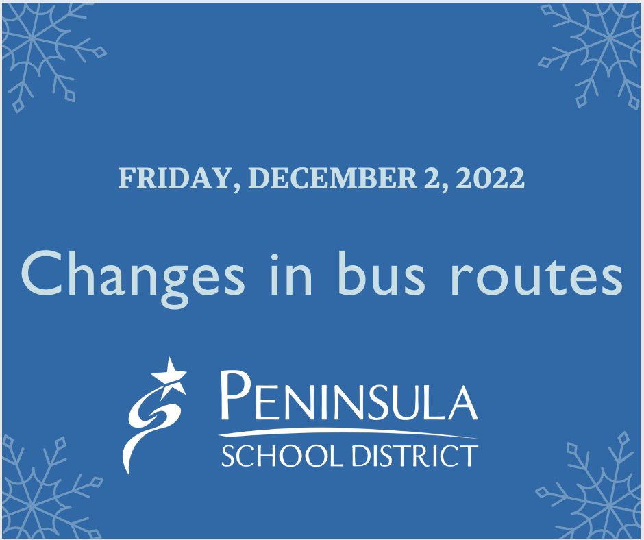 Peninsula S.D. on Twitter "Due to the sudden change in weather, we are