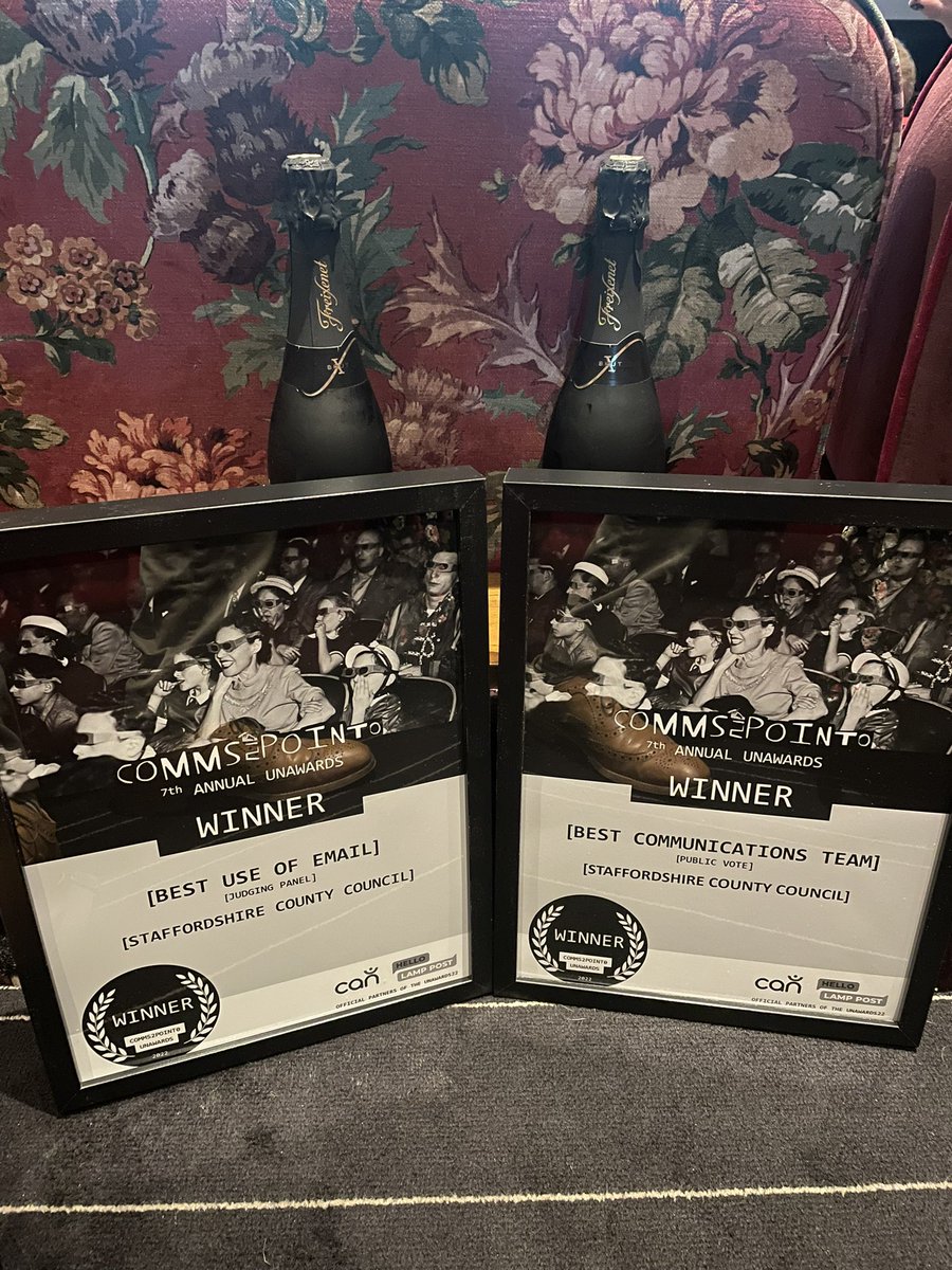 So good to see so many friends at the #UnAwards22 and come away with a couple of gongs including Comms Team of the Year. Massively proud of my brilliant comms colleagues <a href="/StaffordshireCC/">Staffordshire County Council</a>