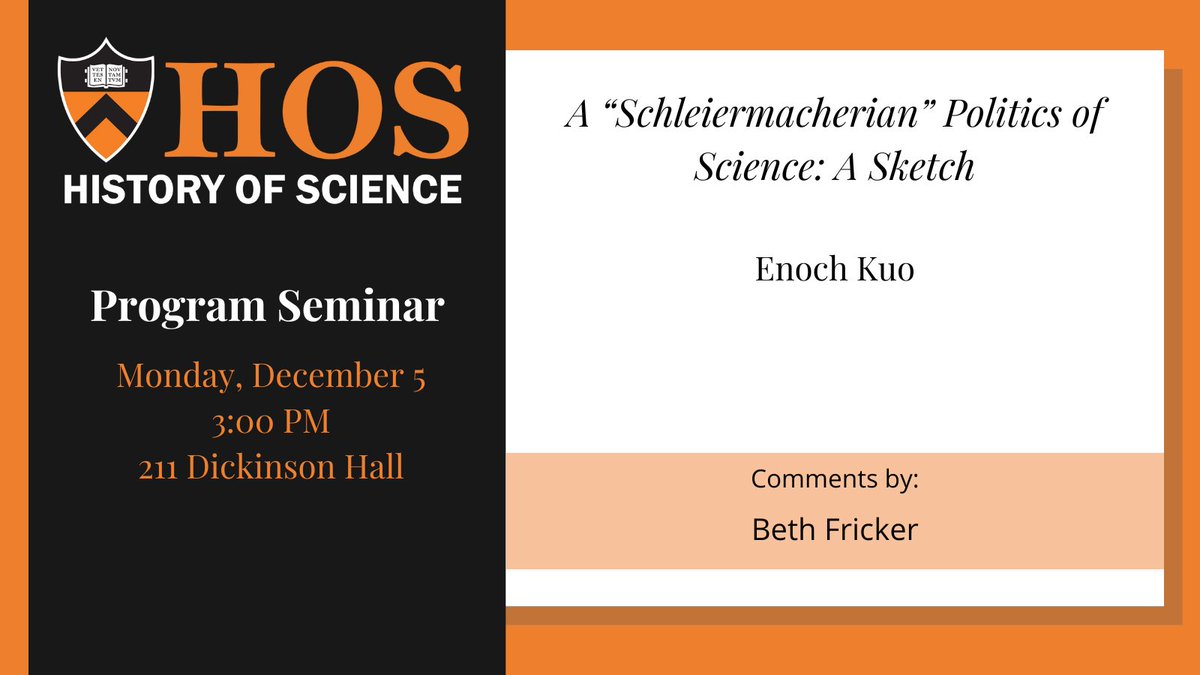 December 5, 2022

A “Schleiermacherian” Politics of Science: A Sketch
By Enoch Kuo with comments by Beth Fricker

🔗ow.ly/8ez250LTIBI