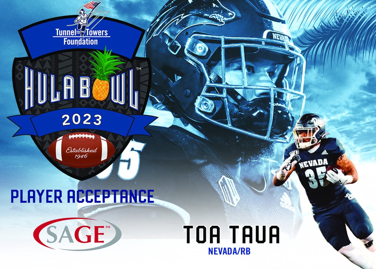 Hula_Bowl's tweet photo. Toa Taua is a machine at the running back position for Nevada, he does a great job at hitting the gap with burst @theToaTaua @NevadaFootball @DraftDiamonds are found at the #HulaBowl @SageCards https://t.co/hazXPXzH8N