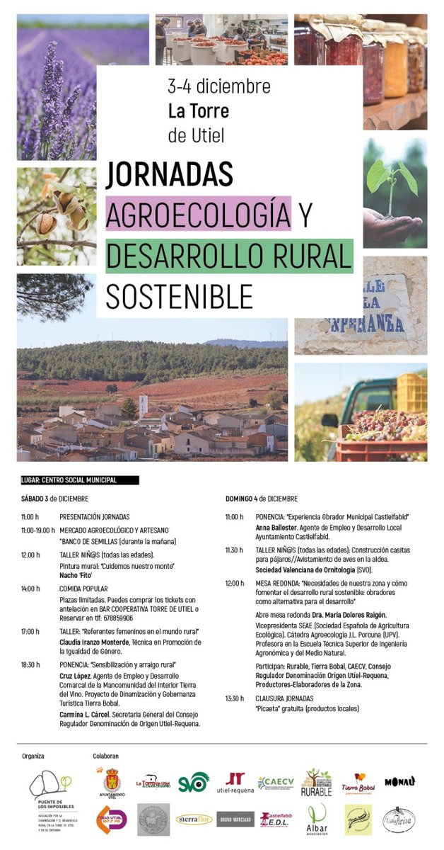 SEAE_Agroecolog's tweet photo. 🌱Este fin de semana, @RaigonLola participa en las "Jornadas #AGROECOLOGÍA Y DESARROLLO RURAL SOSTENIBLE" en La Torre (Utiel, Valencia)
😏 Con @caecv @DOUtielRequena #Rurable y productores de la zona.
¡Sinergías para fomentar la #agroecología!
¿Te unes?
https://t.co/tzpUwi30mA https://t.co/4bUklZDzF9