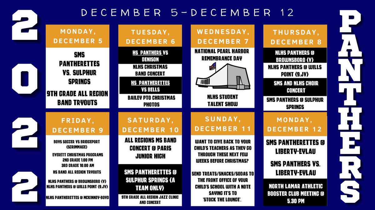 Check out the Panther Plan for Dec 5-Dec 12
