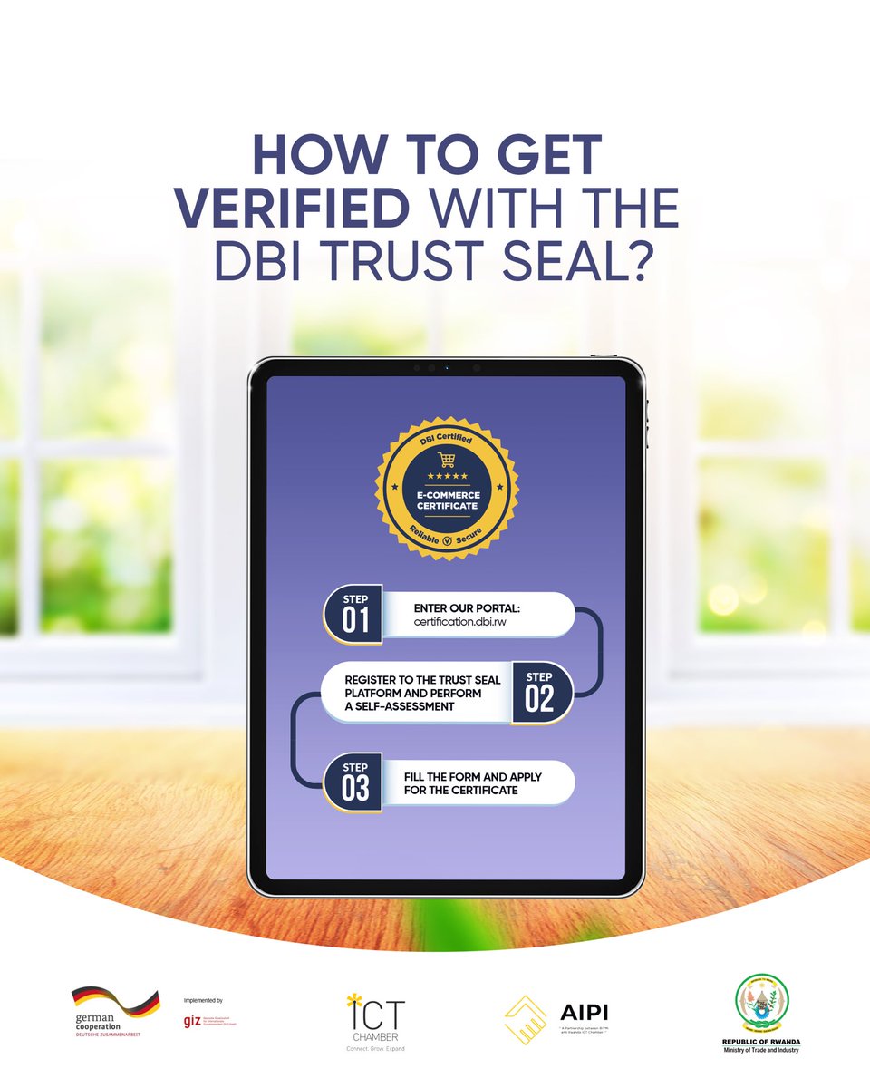 The Application process for the DBI Trust Seal is as simple as ever! If you wish to demonstrate your platform’s trustworthiness to your customers, apply via our website certification.dbi.rw and follow the steps.
#TekanaTurizewe #TrustSeal