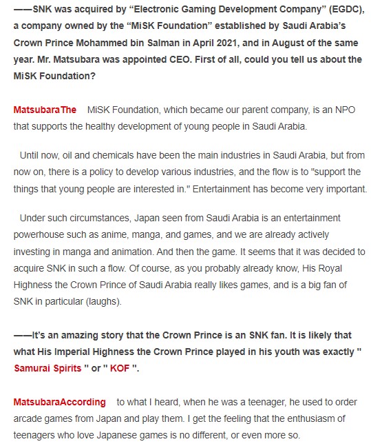 TVFGC on Twitter "Famitsu interviews SNK President Matsubara and talks