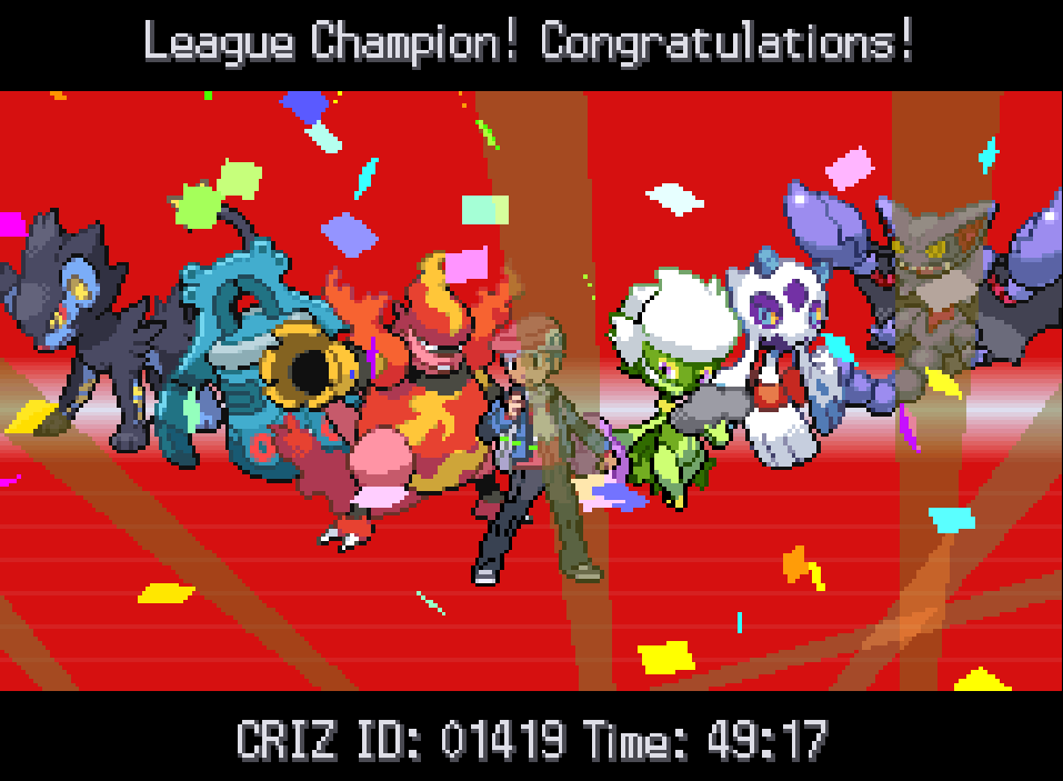 Re-ran Pokemon Platinum on new game+ (All enemies 10% higher level, no using starter, no HM moves in battle). Look at that shiny Roserade!
