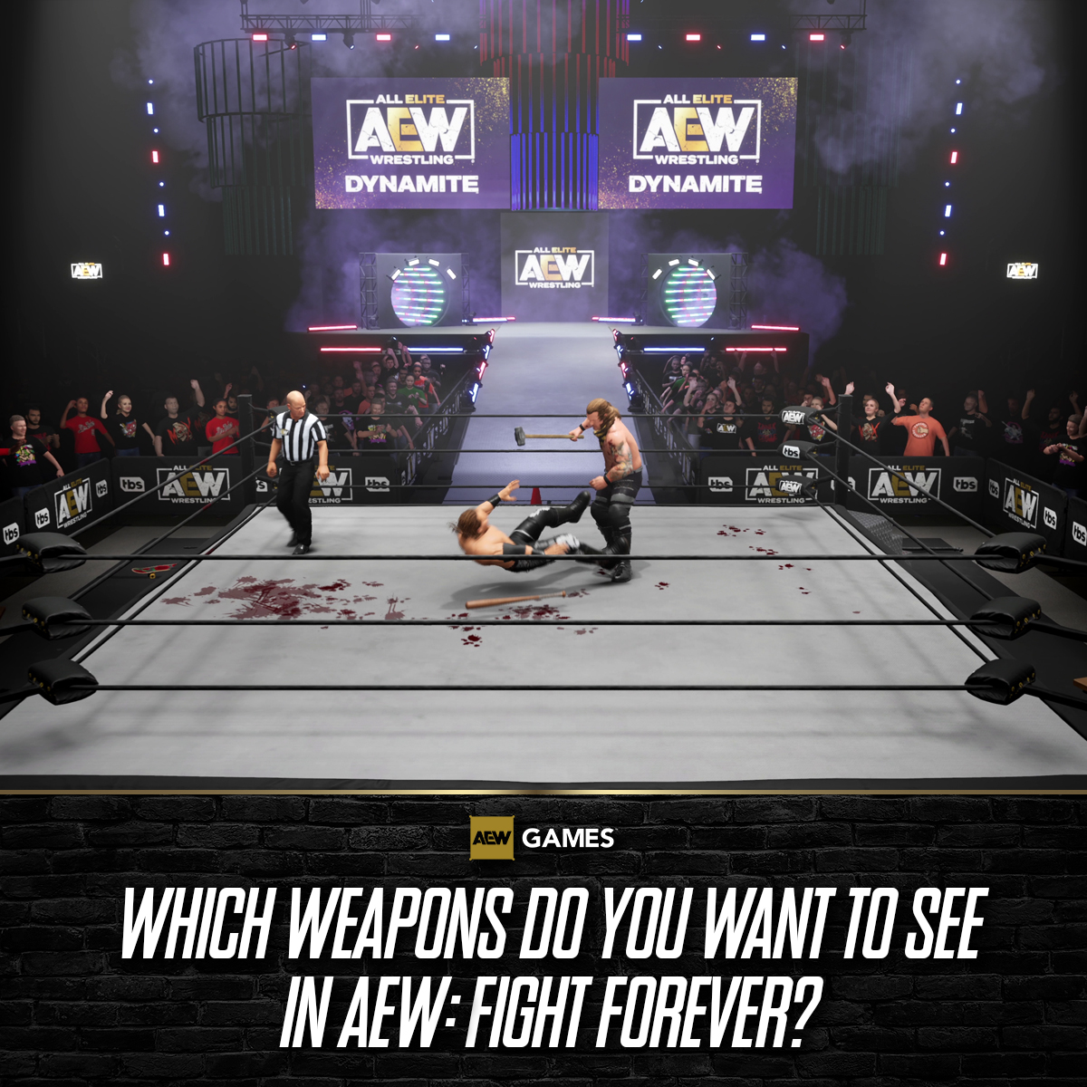 AEWGames's tweet photo. More than 40 weapons coming at you! #AEWgames https://t.co/B1STHemRxQ