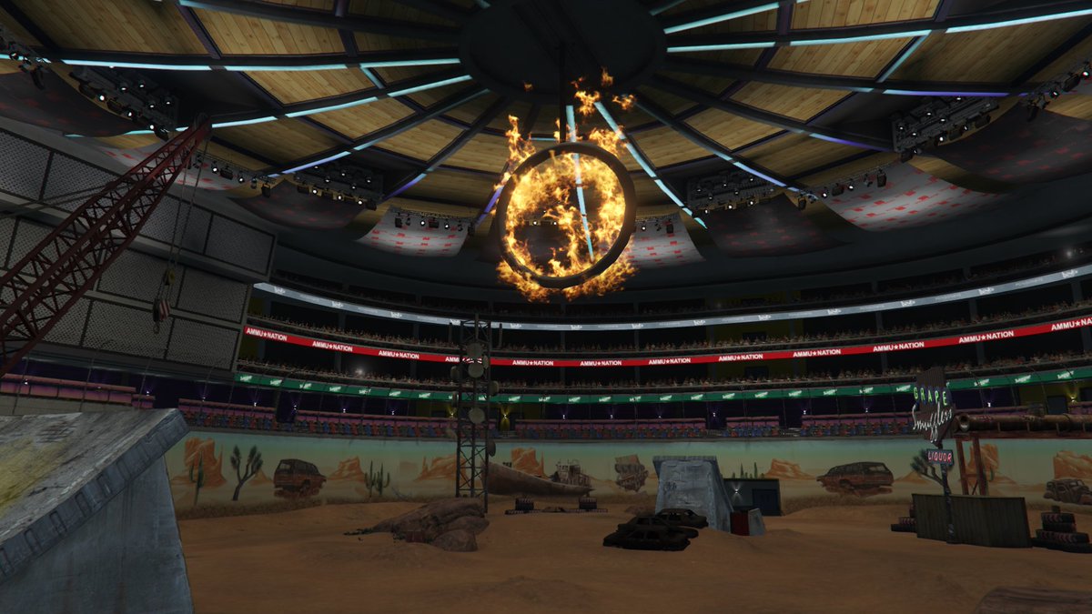 RealityEscape23's tweet photo. I don’t know about you, but I’m definitely ready for a demolition derby! The Maze Bank Arena is all ready for one as well!! #GTAV #GTARP #FiveM #RealityEscapeRP check out the pinned post for the discord! https://t.co/bcstNCQ6jd