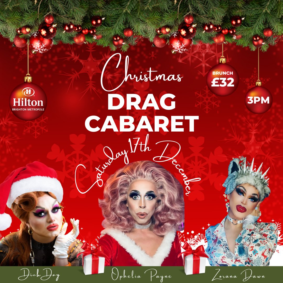 Join us on Saturday 17th December for our Drag Cabaret with a festive twist 🎄 Click the link to get your tickets: tinyurl.com/christmasdragt… #dragbrunch #festivedragbrunch #festiveseason #christmas #drag #christmasdrag #christmasparty #bottomlessbrunch #dragcabaret