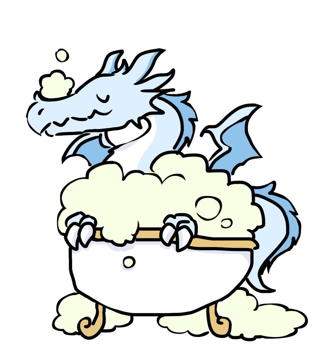 「お風呂ドラゴン 」|くーすけのイラスト
