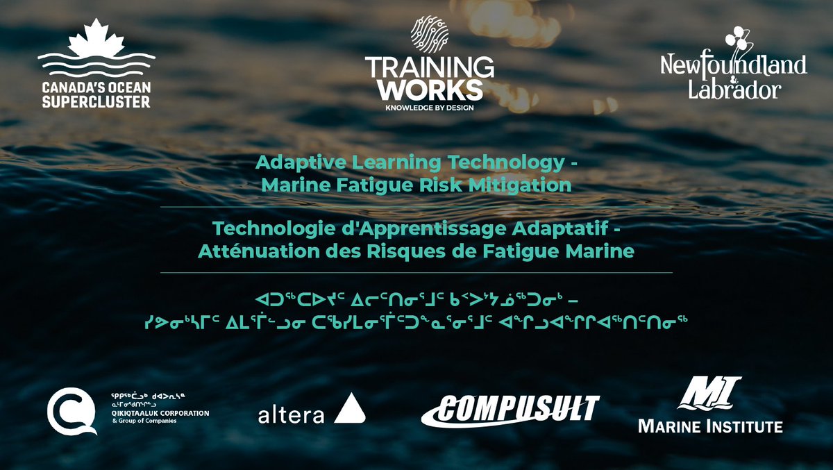CanadaOSC's tweet photo. Today, alongside project partners, Canada’s Ocean Supercluster announced the $5 million Adaptive Learning Technology Project – The Future of Marine Fatigue Risk Mitigation. 

Learn more at: https://t.co/ZAOYlAJ2Li @trainingworksNL @IET_GovNL  @CompusultLtd @marineinstitute https://t.co/PDRDclD7VQ