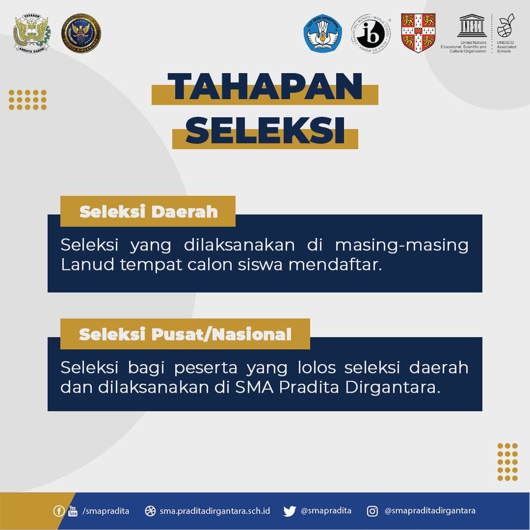 smapradita's tweet photo. Khusus seleksi nasionalnya seru, lho, Sob. Selama 5 hari kalian menginap di SMA Pradita Dirgantara. Berkumpul dengan seluruh siswa yg lolos seleksi daerah dari seluruh penjuru Nusantara. https://t.co/90sKxiBFt8