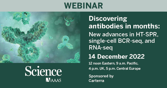 SciMagWebinars's tweet photo. On Wednesday 14 Dec, join #ScienceWebinars for our last webinar of 2022!
Discovering antibodies in months
Live at 12 noon EST!
Get ready to put your questions to our panel during the live Q&A!
Register at: https://t.co/f6Cc6j1bsZ
#Webinar #RNASeq #HTSPR #BCRSeq https://t.co/CUtnszP4zc