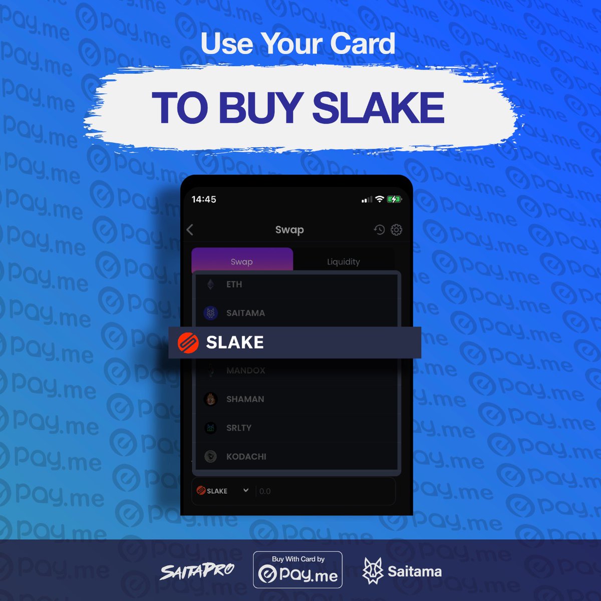 CryptoIceCool's tweet photo. BREAKING :
Buy $Slake on #SaitaPro using your Debit/Credit cards using @Epayme_uae #Slaketoken @WeAreSaitama #saitama @mannythehitman #Btc #BITCOIN #Crypto #Saitama #1000x #100x https://t.co/qz0nvjMEbX