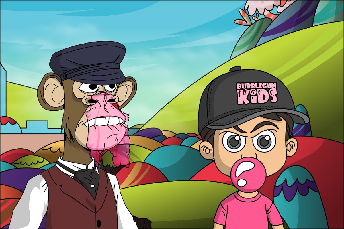 I admit I've never been good at blowing bubbles! The <a href="/bubblegumkids_/">Bubblegum Kids</a> can sure teach me a thing or two about that...

Maybe they can also help shed some light on where <a href="/goodboyNFT/">Goodboy</a> might have been taken to. Could he be hidden somewhere in their rainbow-colored land?🌈