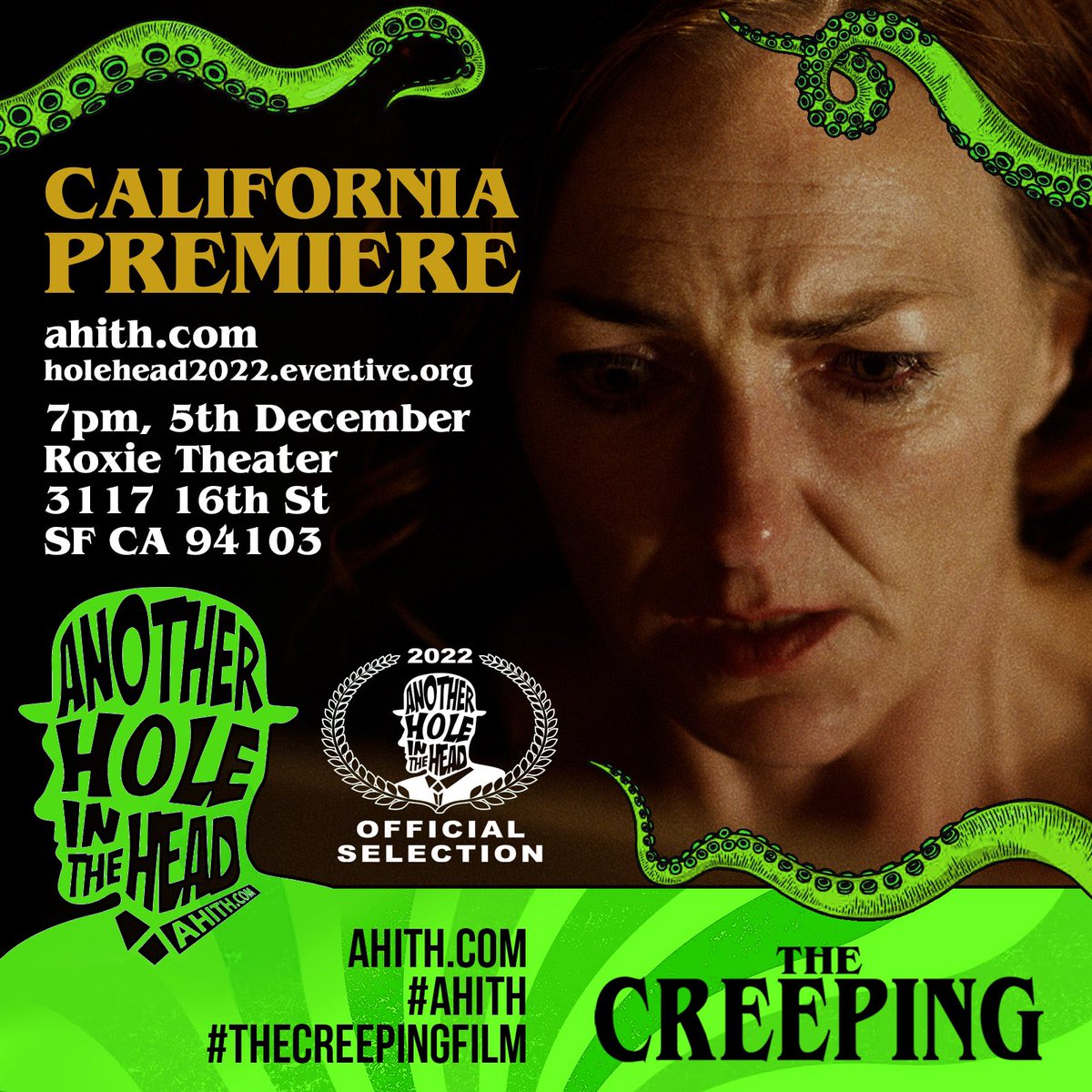The Creeping Film (@thecreepingfilm) on Twitter photo Our brains are exploding with delight to say THE CREEPING will screen at <a href="/AHITHfilmfest/">ANOTHER HOLE IN THE HEAD FILM FESTIVAL</a> making its California Premiere.
7pm, 5th Dec at the historic <a href="/roxietheater/">Roxie Theater</a> in San Francisco.
ahith.com
holehead2022.eventive.org/films
#TheCreepingFilm #TheCreeping #AHITH <a href="/AHITHFF/">not another Hole in the Head film fest</a> Our brains are exploding with delight to say THE CREEPING will screen at <a href="/AHITHfilmfest/">ANOTHER HOLE IN THE HEAD FILM FESTIVAL</a> making its California Premiere.
7pm, 5th Dec at the historic <a href="/roxietheater/">Roxie Theater</a> in San Francisco.
ahith.com
holehead2022.eventive.org/films
#TheCreepingFilm #TheCreeping #AHITH <a href="/AHITHFF/">not another Hole in the Head film fest</a>