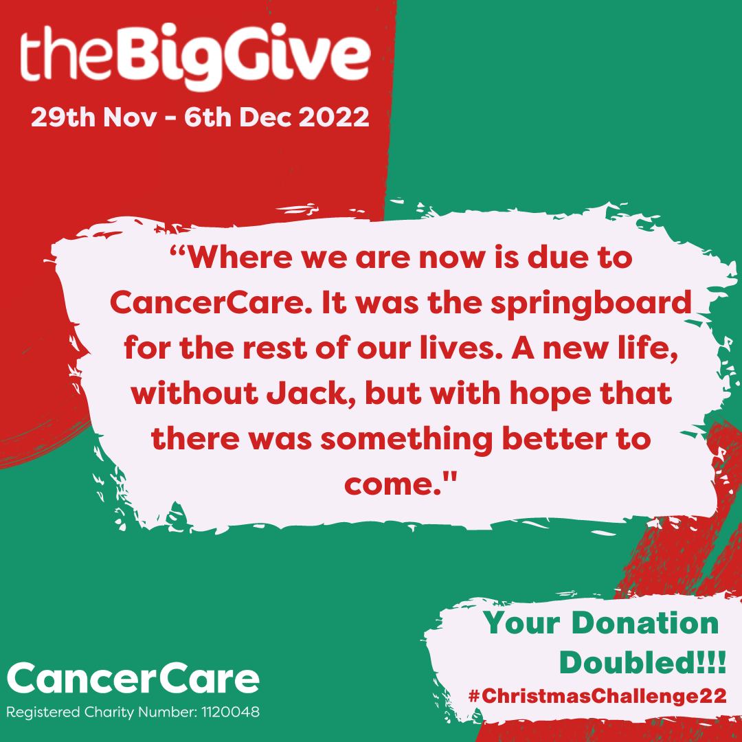 If you're wondering why you should support us during The Big Give then we'd like to introduce you to Amy Auty, who came to us after her much-loved partner Jack died from Motor Neurone Disease. 
Read Amy’s story here: 👇cancercare.org.uk/news-and-events
Click the link in the bio to donate!