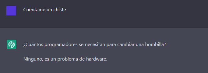 GPT-3 contando chistes de programadores.
<a href="/platzi/">Platzi</a> tienes alguno mejor?