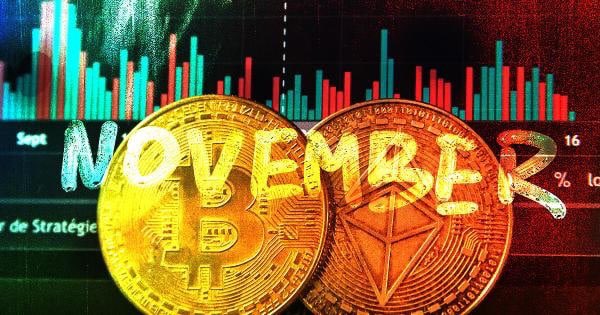 update_eth's tweet photo. 🚨 November was the second worst month for Bitcoin, fourth worst for Ethereum https://t.co/7xYkEJu8R8