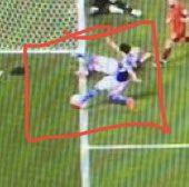 ChristinaUnkel's tweet photo. Not sure what other countries showed. When watching live and there was one replay it showed this which is why I knew definitive angle for decision to award penalty. This game for referees has and will always be about ANGLES. #checkcomplete #VAR #Japan #FIFAWorldCup https://t.co/JTEnHfTDeS