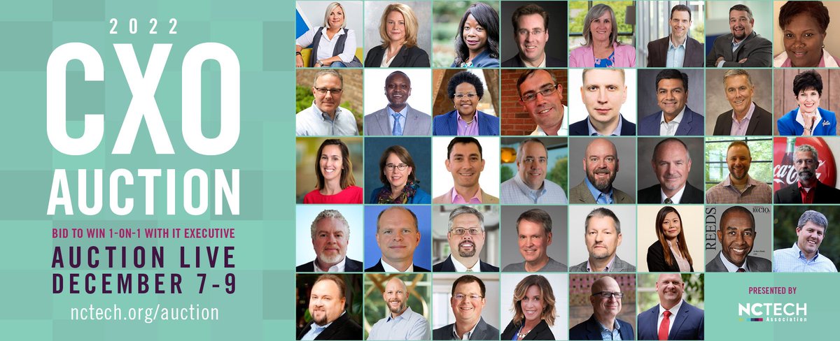 NCTA's tweet photo. NC TECH will host its annual #CXOAuction where winning bidders get the opportunity to meet with a CXO (featuring CIOs, CISOs and other CXOs) in an exclusive, one-on-one meeting.
💻Register to bid today and meet the participants! https://t.co/VJodvw4uDt https://t.co/g1cb3a4OIW