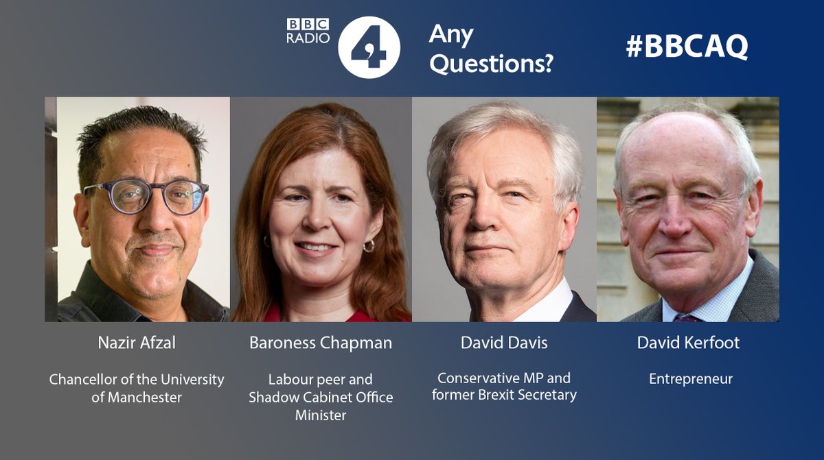 On this weekend’s panel, @AlexForsythBBC is joined at the Plaza Cinema in Skipton by Nazir Afzal, Baroness Chapman, David Davis MP and David Kerfoot. Listen 8pm Friday / 1:10pm Saturday on @BBCRadio4 or on demand on @BBCSounds bbc.in/3B3SpsI