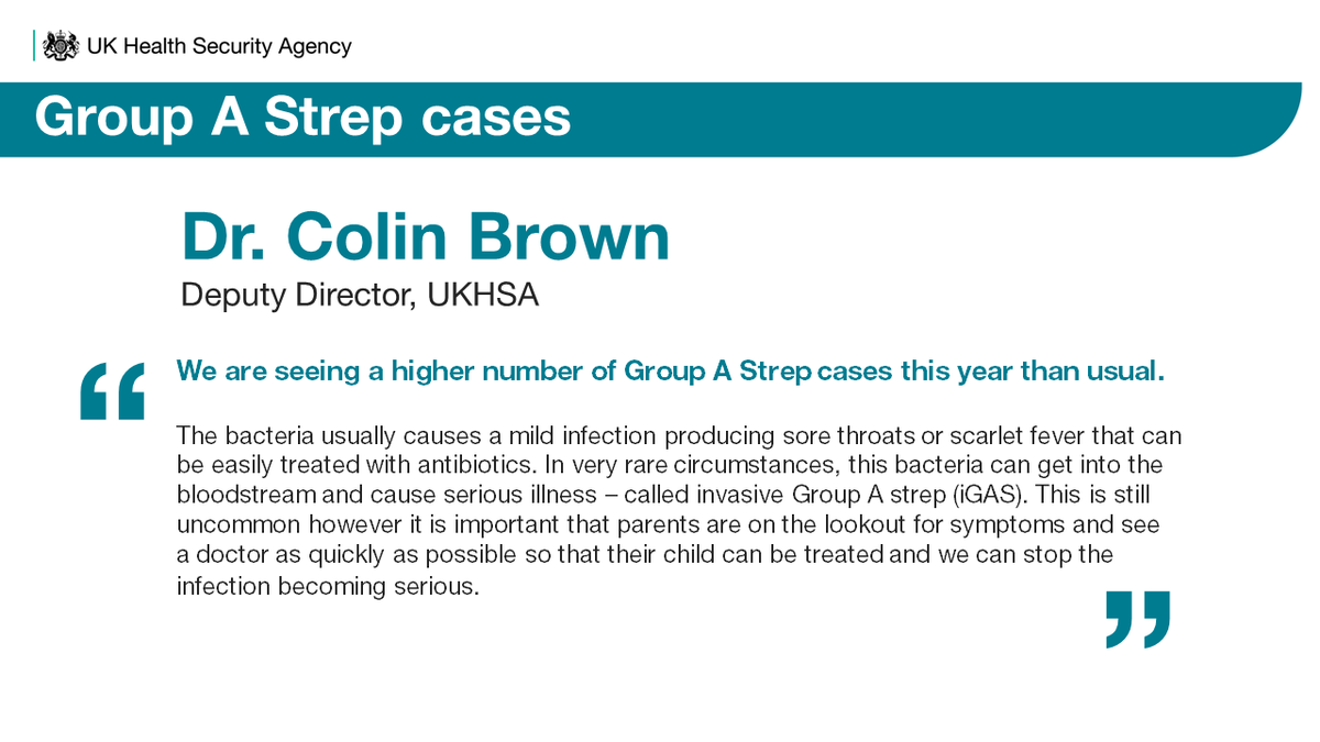 #StrepA 
Our latest data shows that #ScarletFever cases continue to remain higher than we would typically see at this time of year. 

Read more: gov.uk/government/new…
