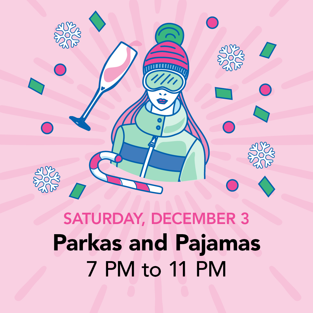 DowntownBalt's tweet photo. Parkas and Pajamas kicks off The 12 Days of #CandyLane Saturday, Dec. 3! Come out for an Après-Ski themed party🎿❄️ Themed costumes are encouraged at this 21+ event; free specialty Cocktail from 7-8pm. https://t.co/EmdCSYSQKG https://t.co/LeAyU9U35J