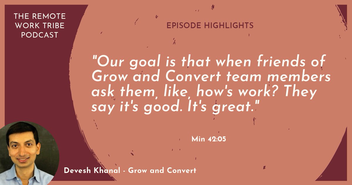 RemoteWorkTribe's tweet photo. 📻 New episode of the #RemoteWorkTribe podcast.
📣We talked to @deveshkhanal about best practices for running @growandconvert, founded by him and @benjihyam. Flexibility, autonomy, and hiring the right people are key in this fully remote organization.
➡️ https://t.co/r51aRVA9Io https://t.co/3YvKti3Bkc