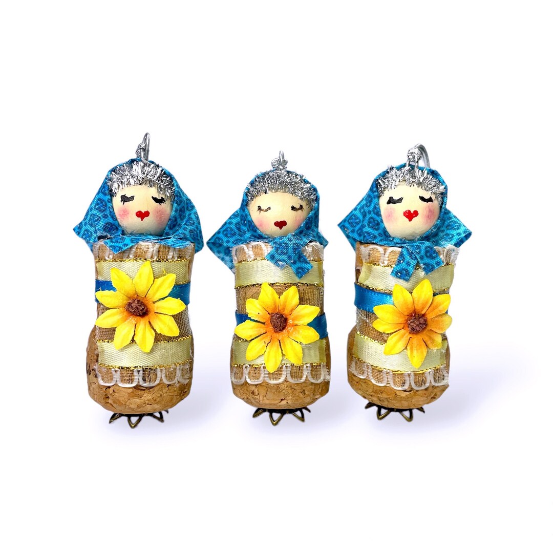 Ukrainian Baba Doll Ornament With Sunflower Upcycled Wine - Etsy buff.ly/3VLJHap #shopsmallbusiness  #shopetsy