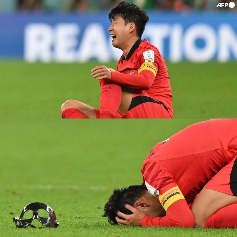 InvictosSomos's tweet photo. Corea del Sur avanzó a los octavos de final del Mundial de Qatar 2022. Las lágrimas de Heung-Min Son lo dicen absolutamente todo. NADA COMO UN MUNDIAL. https://t.co/S9ucRmMVKh