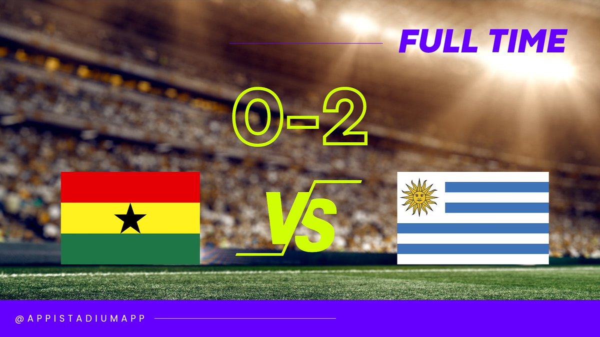 AppistadiumApp's tweet photo. Full Time ⚽

#FIFAWorldCupQatar2022 #WorldCup2022 #ghanavsuruguay #Ghana #Uruguay #AppiStadium https://t.co/LJUvUwJnAp