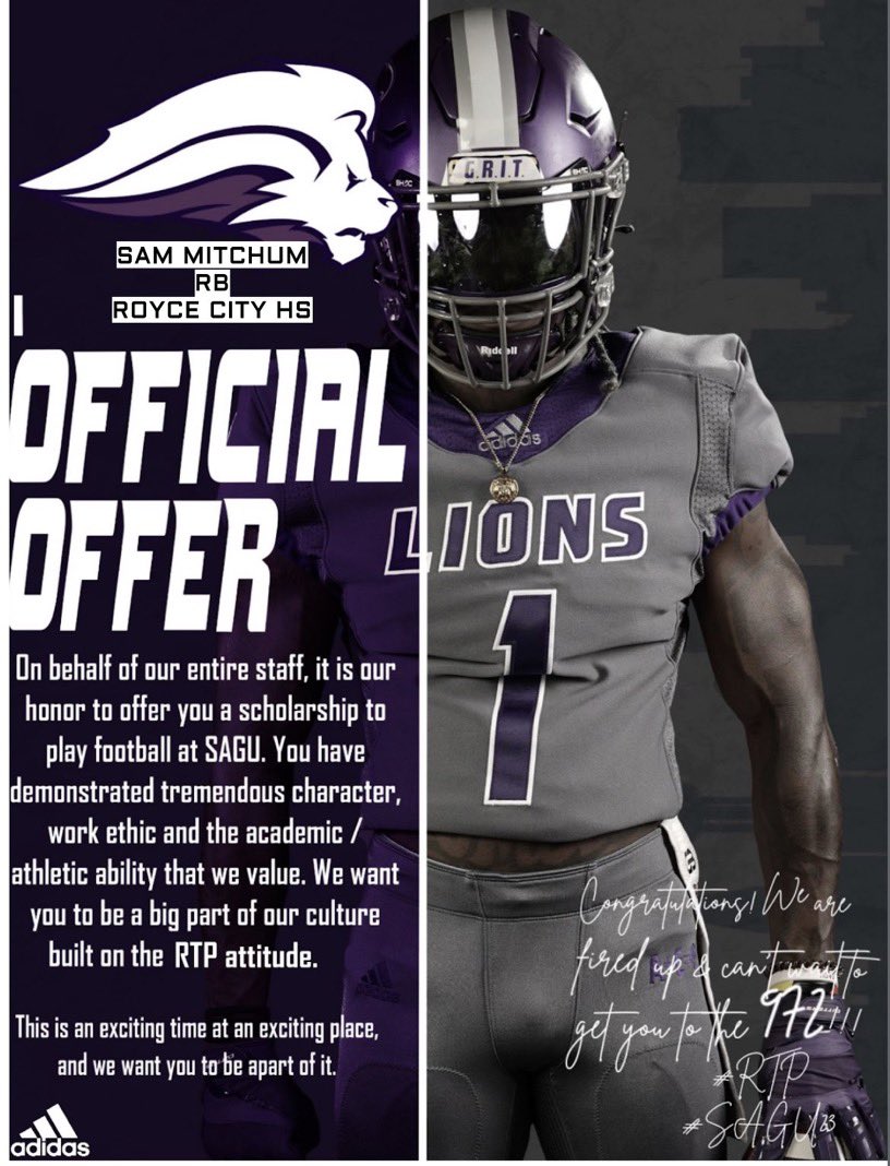 sammitchum1's tweet photo. I'm beyond blessed to say that I have received an offer from @SAGU_Football !!
@CoachGregEllis @CoachP2827 @rtp 
@RCISDAthletics @RC_Bulldogs @CoachCrumpton @CoachSOliver @GoMVB @NTXHSFB @Coach_Noel https://t.co/EglBW36Lj6