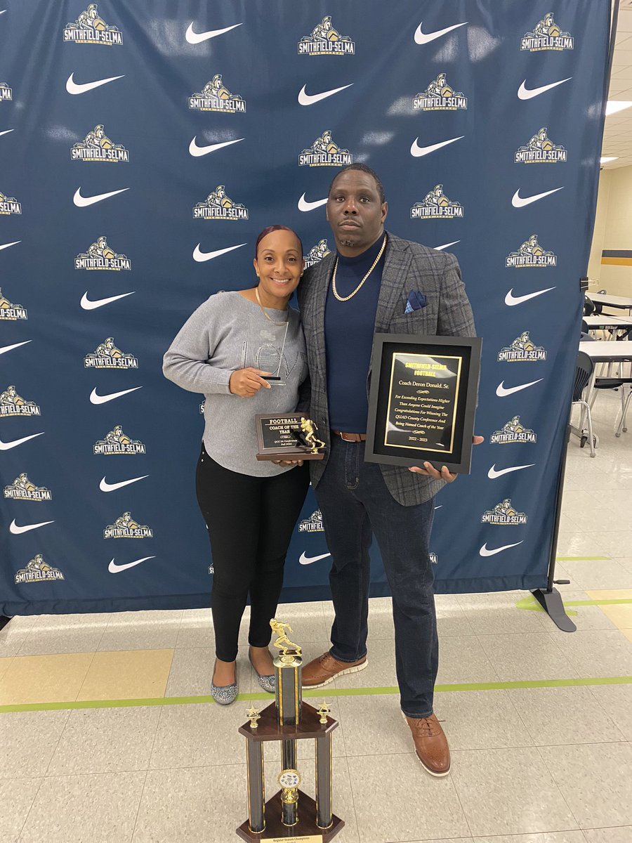 SSS_FOOTBALL_'s tweet photo. Quad County Coach of the Year: Coach Donald &amp; First Lady of our program Mrs.Donald. https://t.co/cRYArQcVeb
