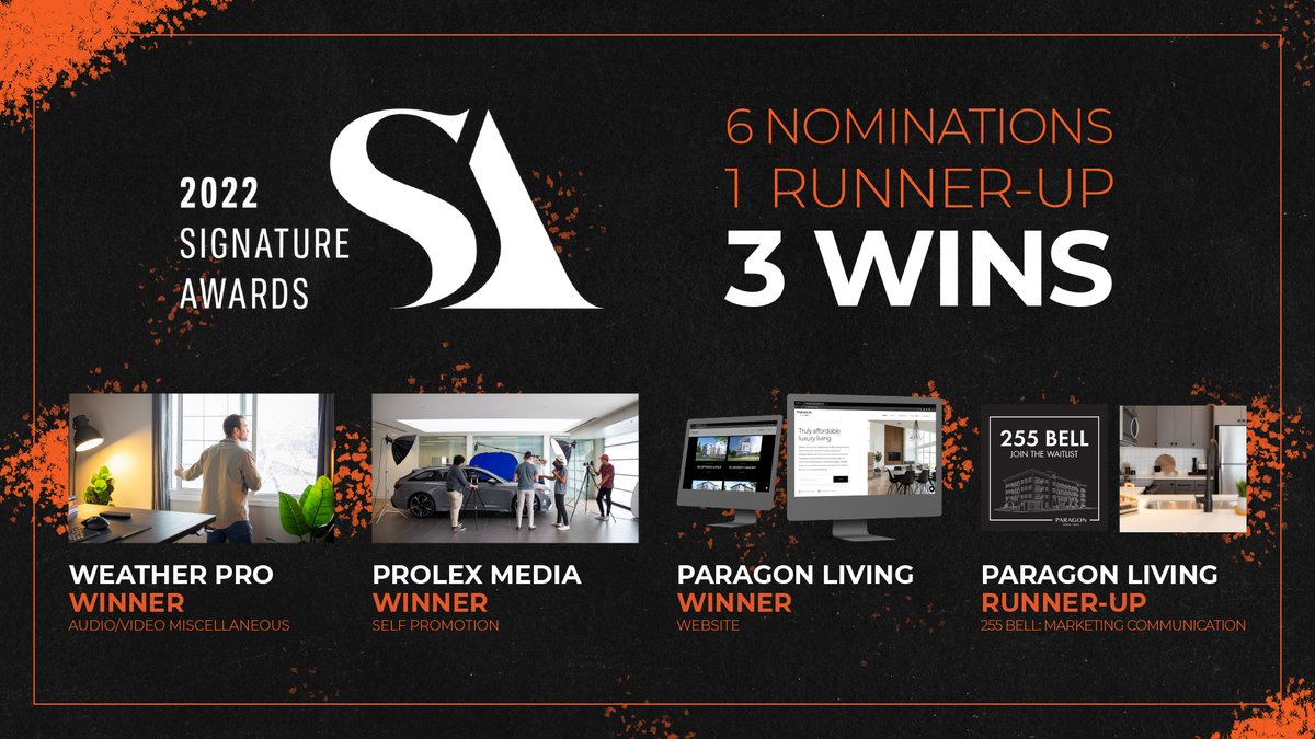 ICYMI, Prolex Media received THREE 2022 Signature Awards in October! 🏆

This marks an especially important milestone for us as it was our first time in our 6.5-year lifespan that we submitted for awards—to actually win is the cherry on top. Thank you <a href="/AdWinnipeg/">AdWinnipeg</a>! #winnipeg