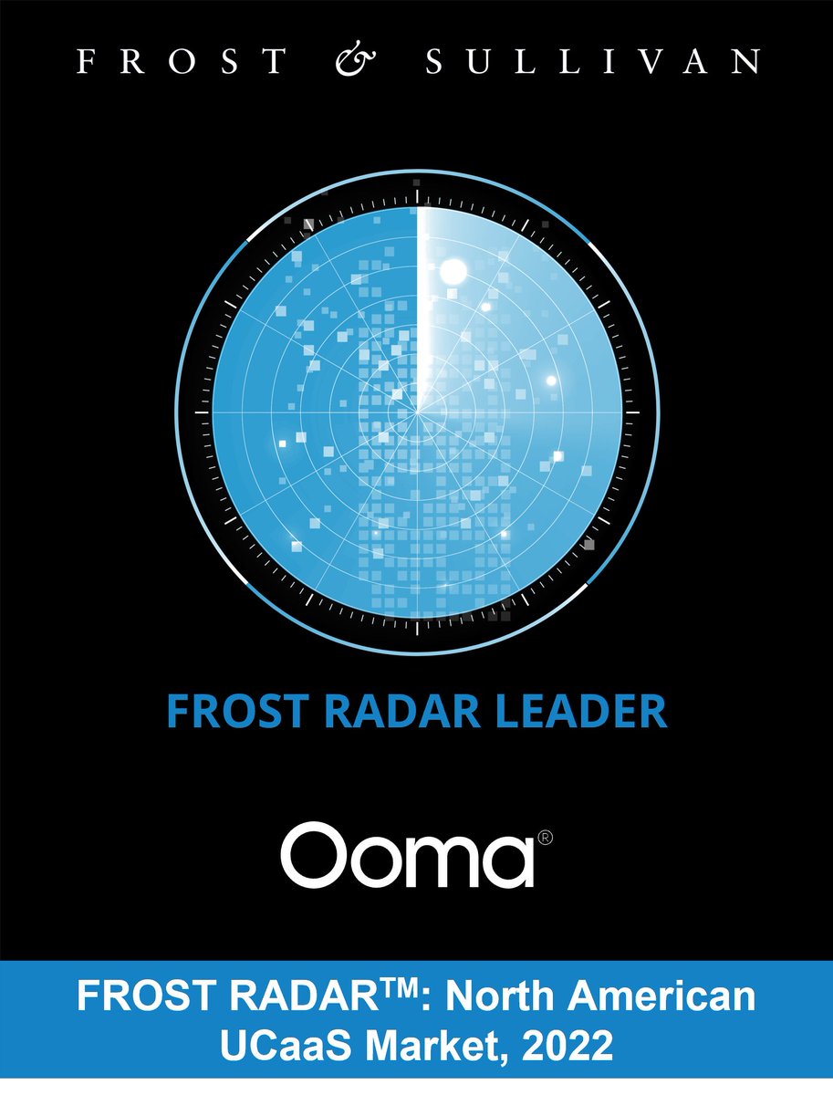 Ooma's tweet photo. We're honored to be named a @Frost_Sullivan Radar Leader for #UCaaS! 

"Through innovation, organic growth and strategic acquisitions, Ooma has quickly earned a top spot in the North American hosted IP telephony and unified communications market” – Elka Popova, VP &amp; Senior Fellow https://t.co/Sq5FivdwEk