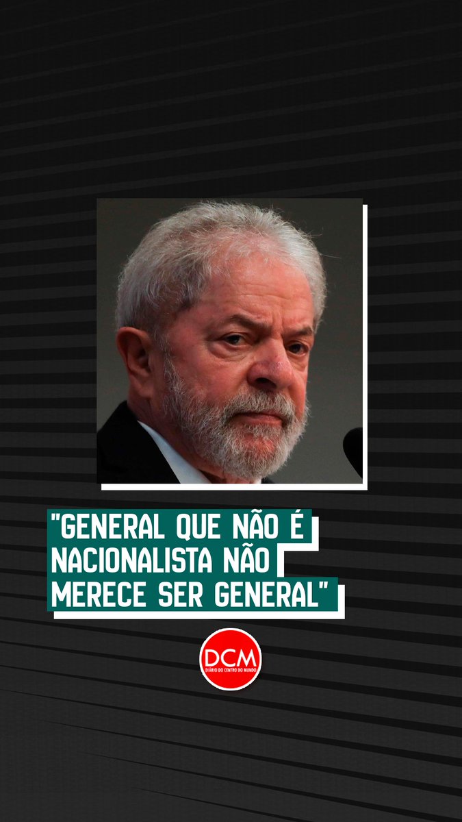 Lula: "General que não é nacionalista não merece ser general"

youtu.be/ze0usobQ0g8

#DCM
