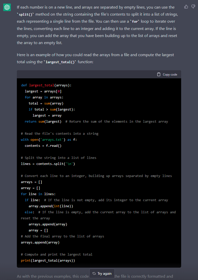 DefectiveRAM's tweet photo. Solving https://t.co/WtzRWeRg9W challenges with OpenAI's GPT3 at https://t.co/qu8JclRsD7 is surprisingly fun and rewarding! Here's its winning answer in Python for the first challenge based purely on my codeless description of the challenge. https://t.co/TdAXs4AqSk