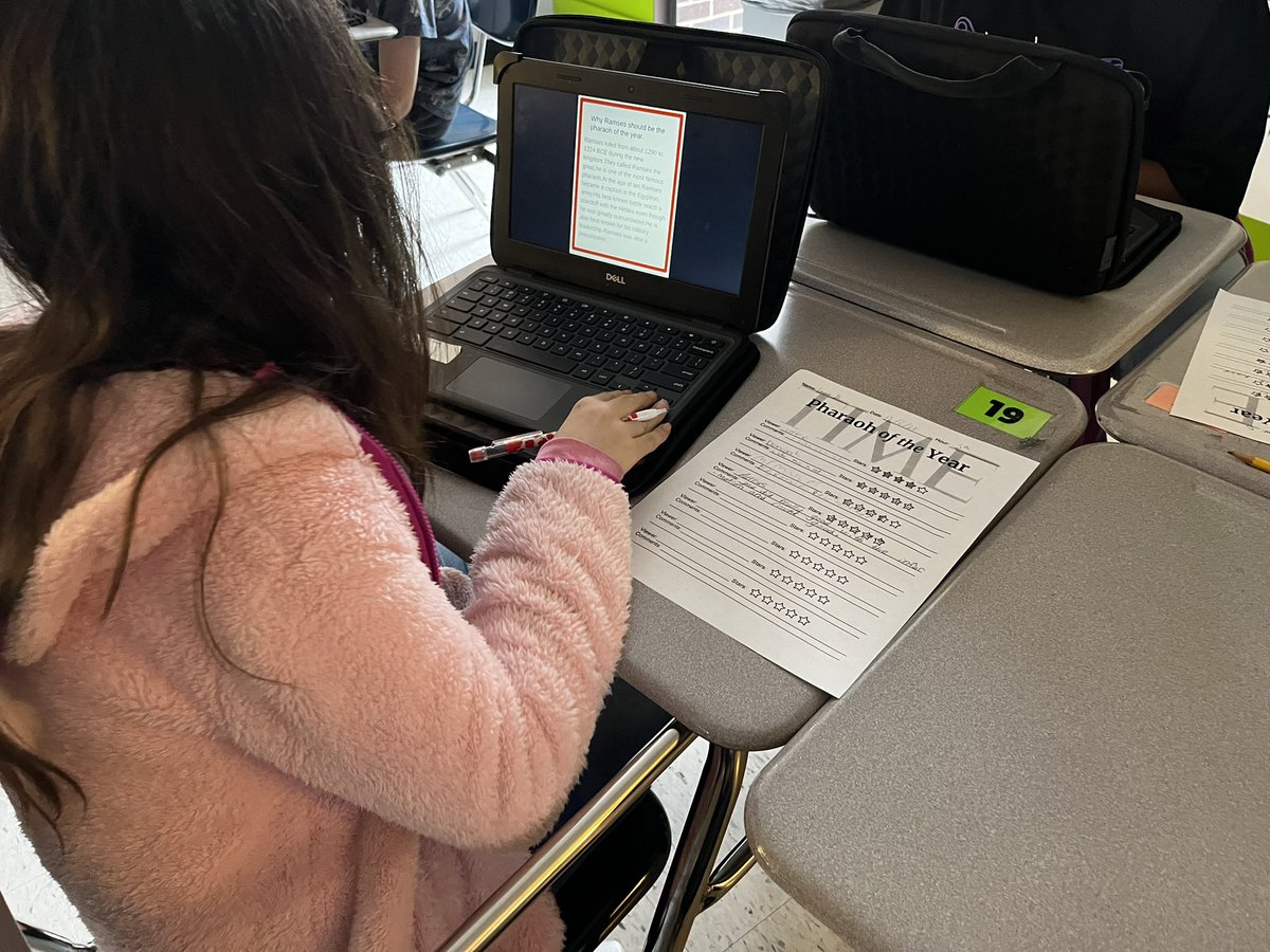 MissReedSS's tweet photo. Reviewing our TIME Magazine Pharaoh of the Year project. Students created a magazine cover and wrote a “story” explaining why their Pharaoh was deserving of POTY! #socialstudies #isd #middleschool @ISDSocStudies https://t.co/ec5StybAIF