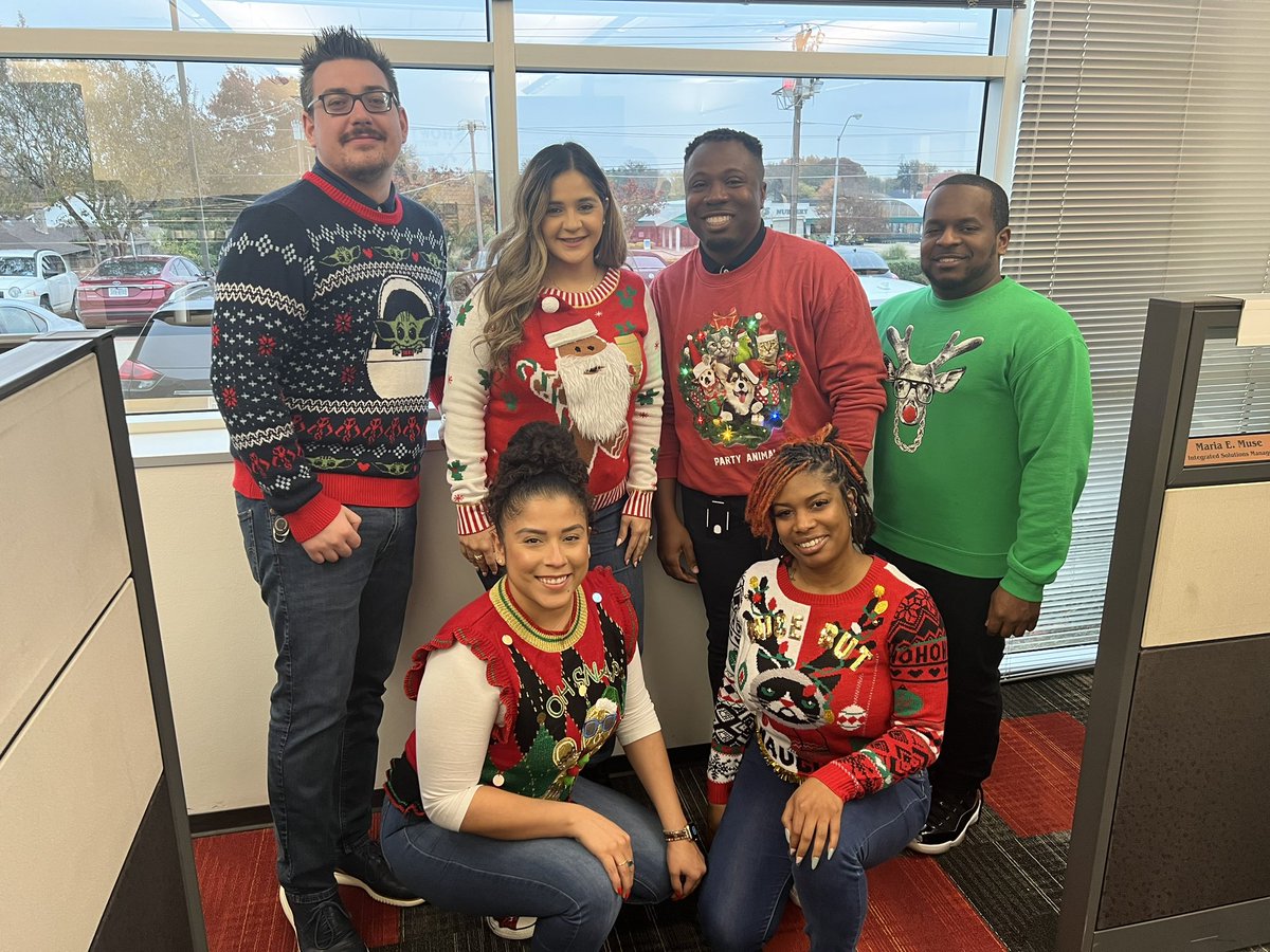 Kicking off the Holiday cheer with some #UglyChristmasSweaters 🎅🏽🎄♥️ #LifeAtATT #HappyHolidays