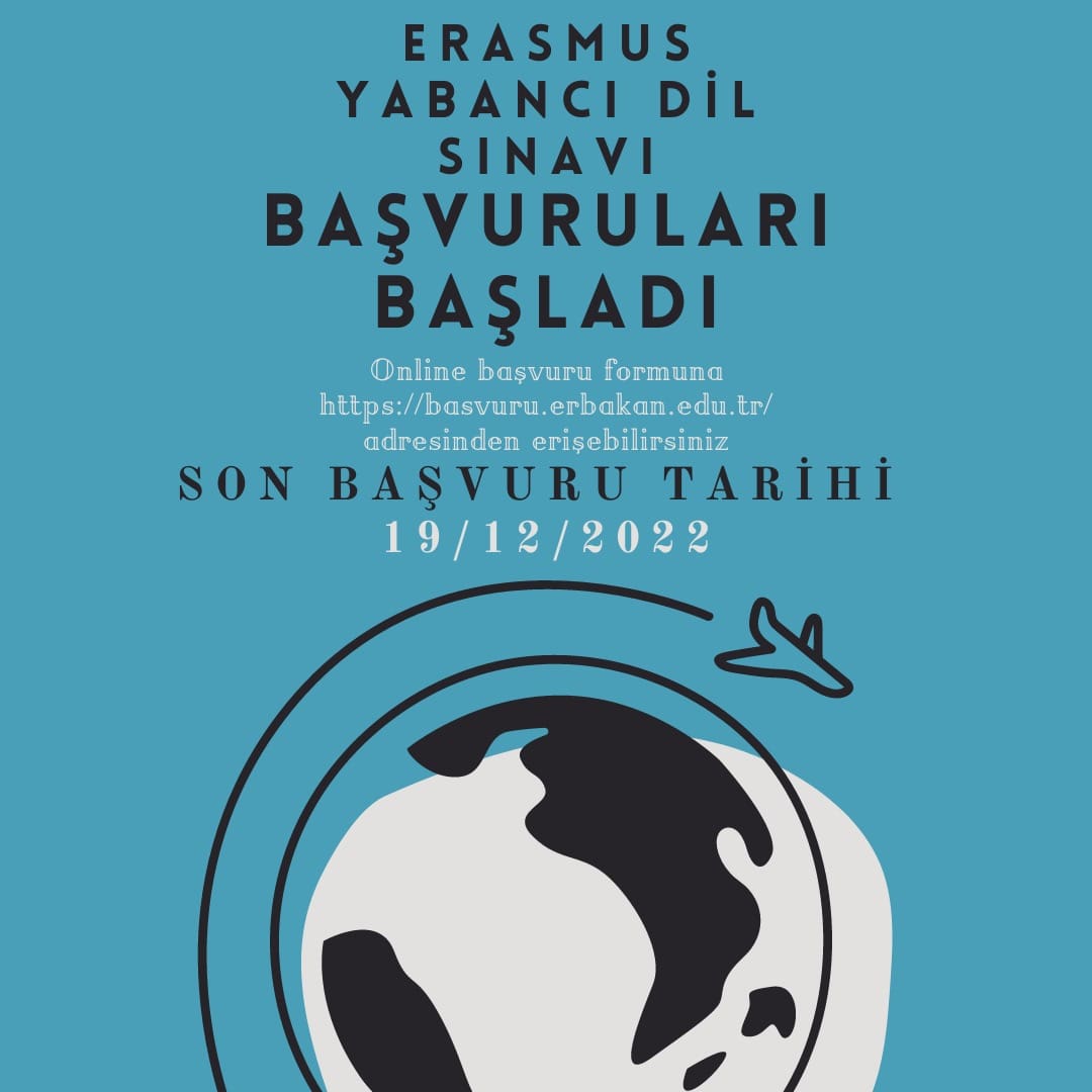 ❗ERAMSUS YABANCI DİL SINAVI BAŞVURULARI BAŞLADI❗

Sınav Son Başvuru Tarihi: 19\12\2022

Sınav Tarihi : 28\12\2022
Sınav Saati : 15.00
Sınav Yeri : İlahiyat Fakültesi

Sınavın geçerliliği 31\12\2023 tarihine kadardır.