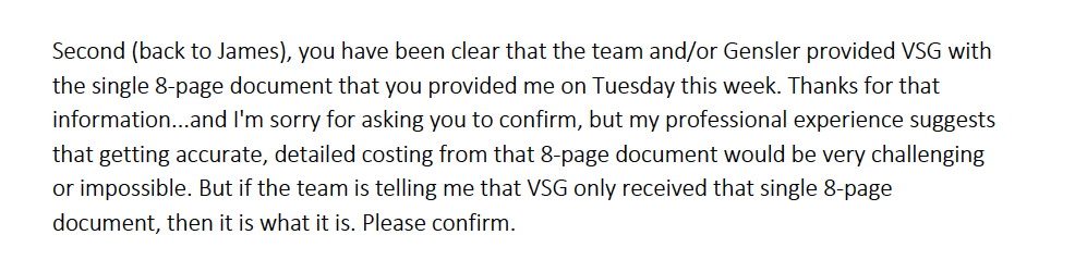 justin_hayes11's tweet photo. Here CM Bob Mendes asks the #Titans (again) to confirm whether an 8-page architectural drawing was all they gave to VSG to develop their analysis. #PublicRecords #FOIA https://t.co/NpQbjGKGbs