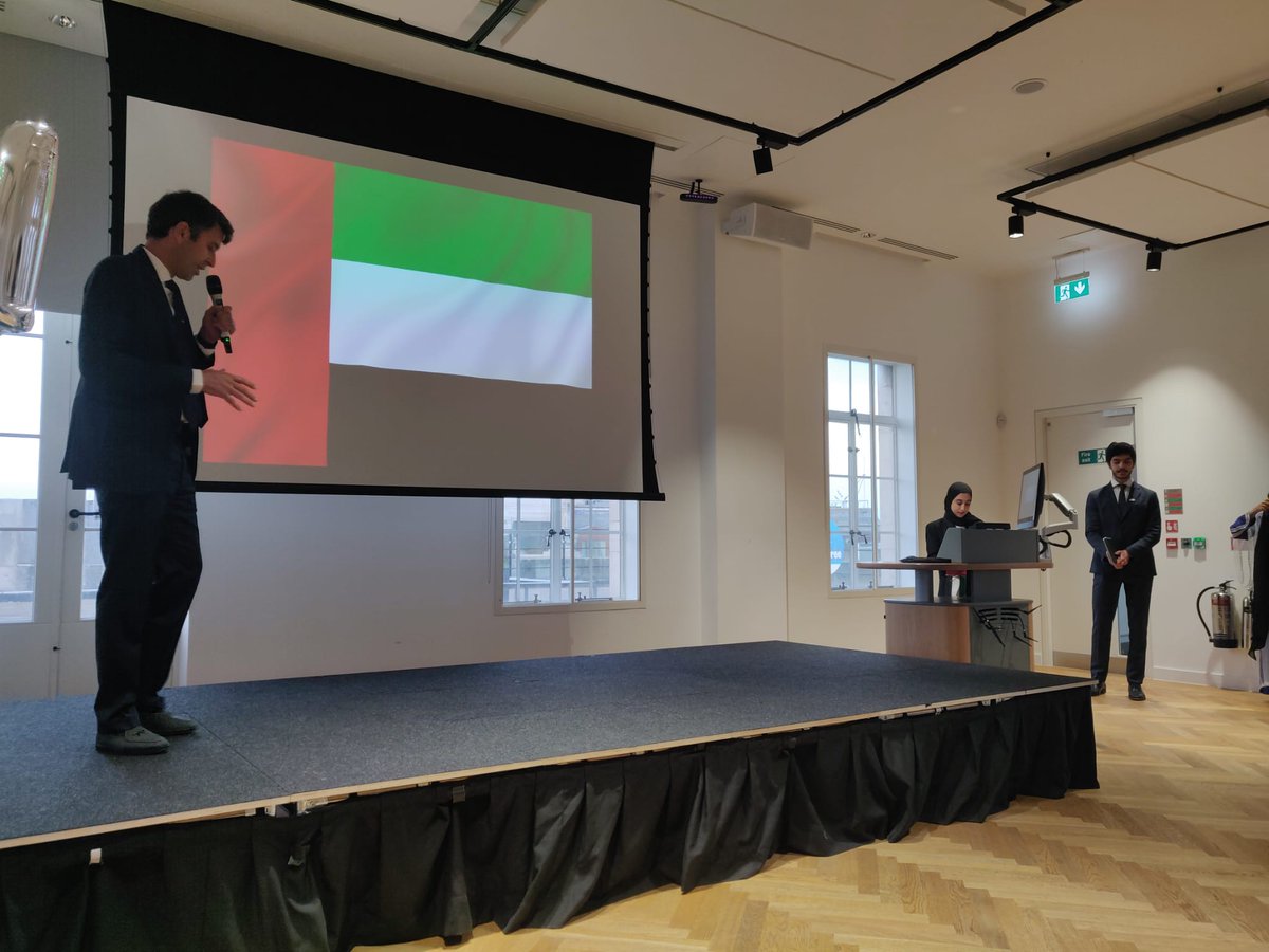 MansoorAbulhoul's tweet photo. Excellent to meet with so many Emirati students in the UK today to celebrate #UAENationalDay51! As our president H.H. @mohamedbinzayed remarked this week, youth represent the creative energy that drives our young nation. The future will soon be in your very capable hands. https://t.co/WurubFQHo5
