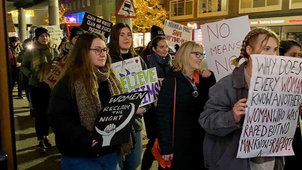 ExeterGuild's tweet photo. Thank you to all the students, staff and members of the Exeter community who came along to the Reclaim the Night March - Day 7 of our 16 Days of Action campaign 💜   We’re halfway through this campaign now, but you can get still involved - https://t.co/0RSQEJxF6q https://t.co/rNHLw54Sf0