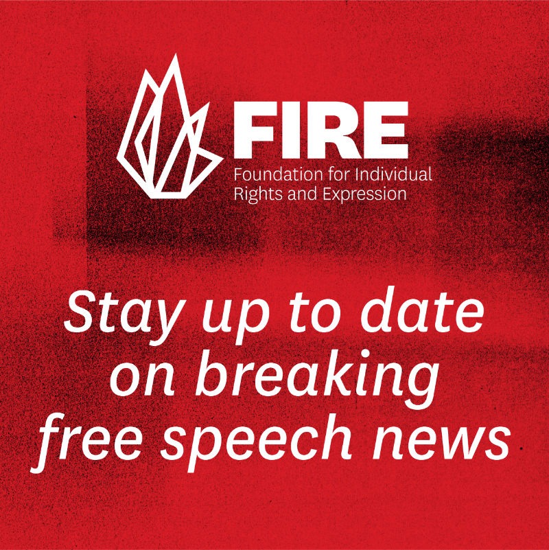 Be the first to hear breaking free speech news and lawsuits with one quick follow!