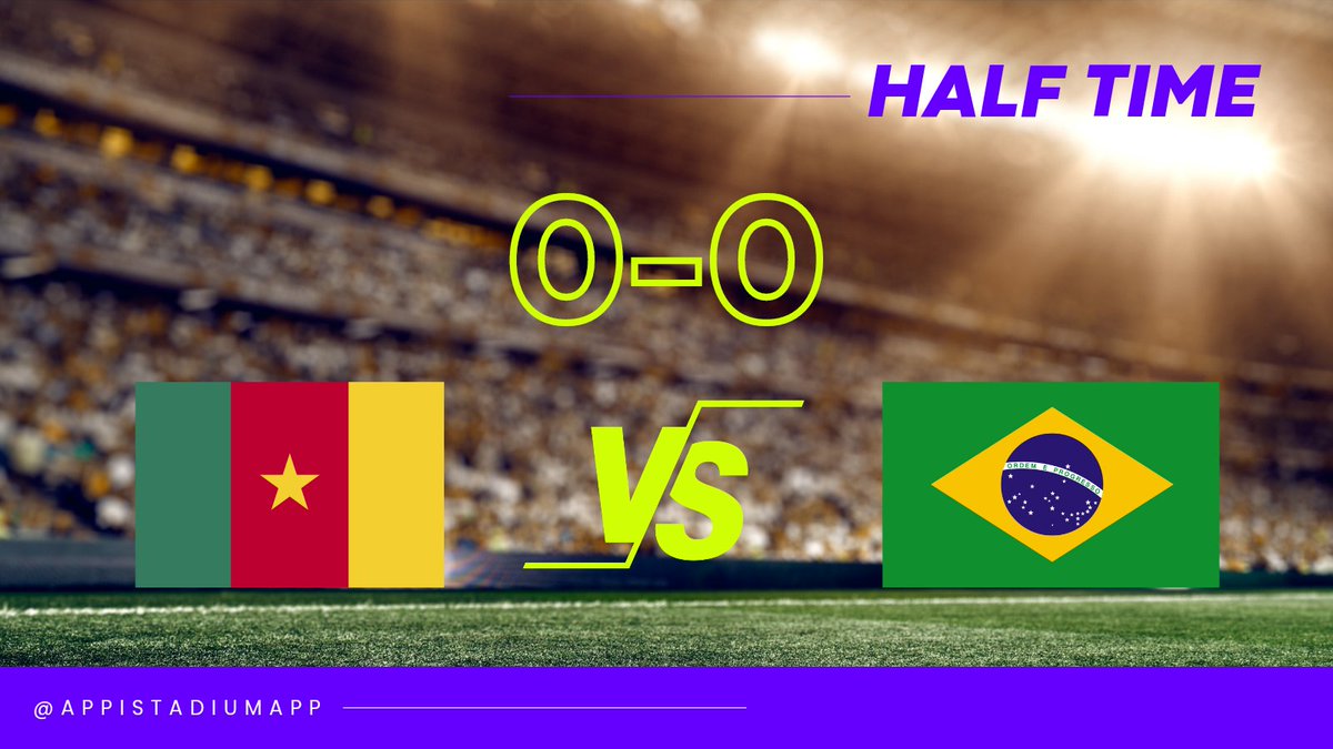 AppistadiumApp's tweet photo. Half-time ⚽

#FIFAWorldCupQatar2022 #WorldCup2022 #CameroonvsBrazil #Cameroon #Brazil #AppiStadium https://t.co/cjNr94NtnK