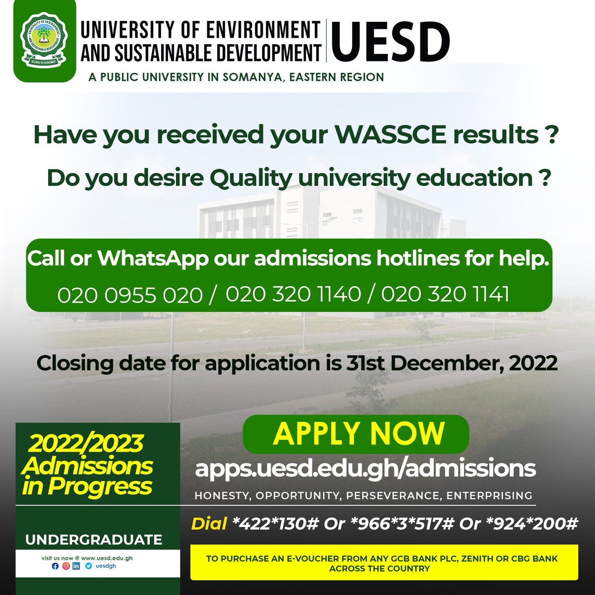 2022/2023 Admissions in progress. Apply Now ! uesd.edu.gh/how-to-apply/