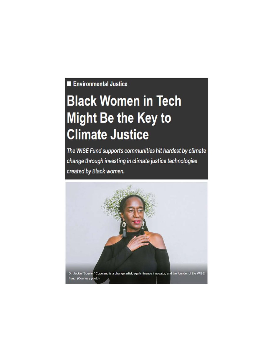 Thanks to Nadira Jamerson from Word in Black News for this article which allows us to share about Black Philanthropy all year round. 🤎💚💙

Interview with The WISE Fund Founder and CEO, Dr. Jackie Bouvier Copeland.

wordinblack.com/2022/12/black-…