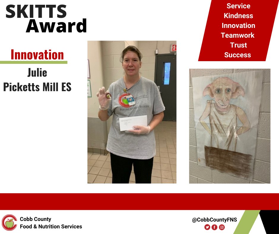 CobbCountyFNS's tweet photo. Most do not know that Julie has an art degree. She used her talents to draw a Harry Potter character in a large scenic landscape for a bulletin board. We enjoy finding hidden talents in our team members!

Thank you for all that you do! 👍😀
#FuelingStudentSucess #CobbFNSRocks https://t.co/VGuDVCkZfb