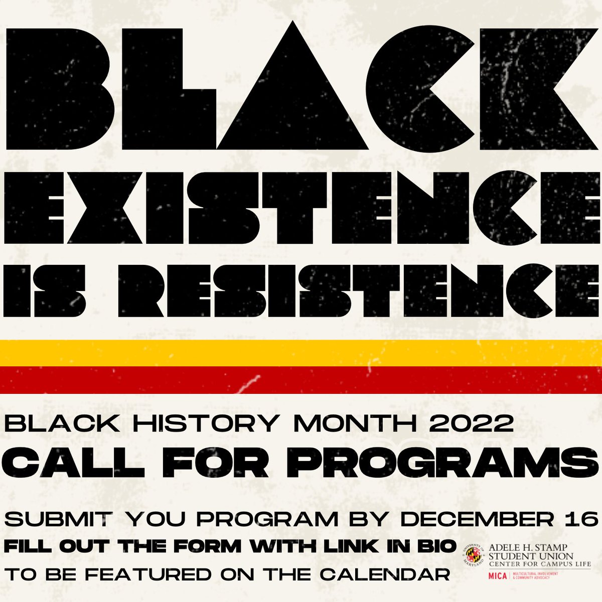 If you have a program that you'd like to have included on the Black History Month 2023 UMD Calendar, click the link in our bio to sign-up. Deadline is December 16th. #BHM2023